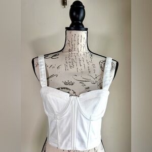 Alice + Olivia White Structured Bustier Crop